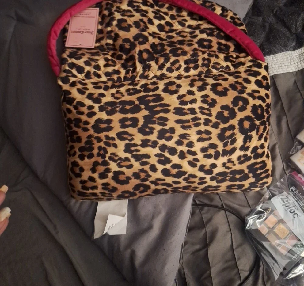Its A PILLOW Not A Purse! Juicy Couture Leopard Quilted Shoulder Bag Pillow